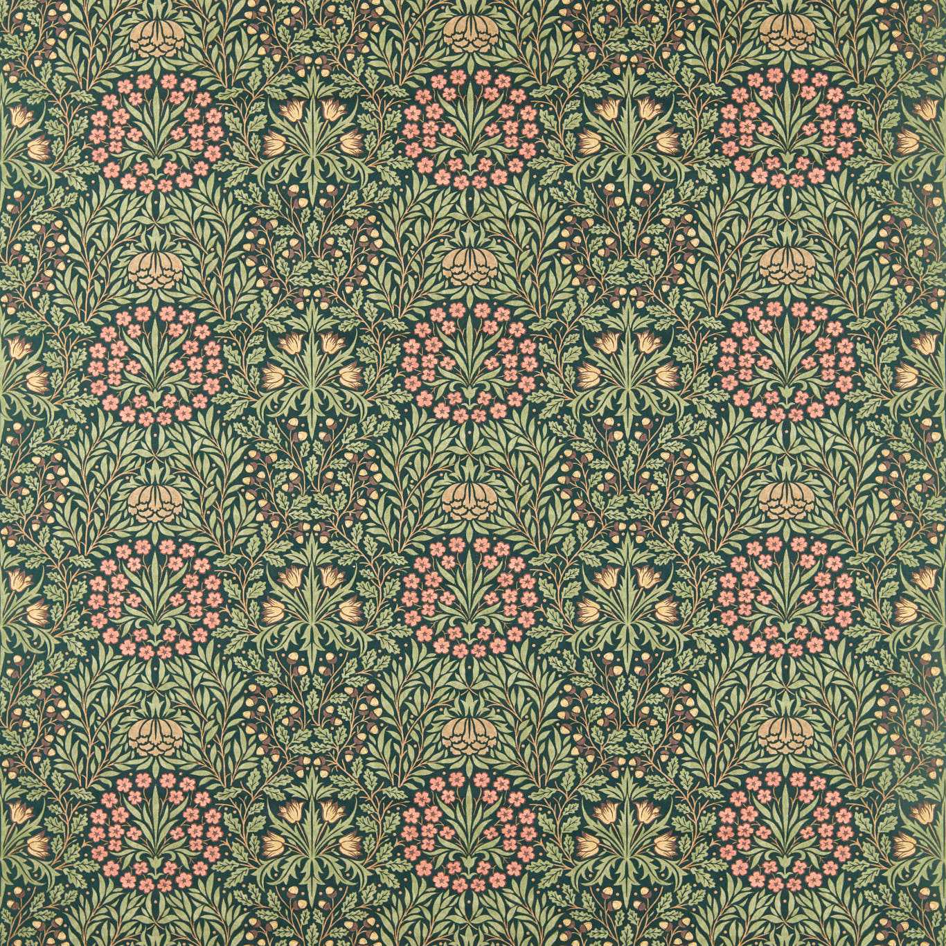 MORRIS & CO Daisy & Oak Fabric Classic Floral Forest   - MHTF227372