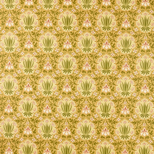 MORRIS & CO Iris & Rose Fabric Classic Floral Gold   - MHTF227373