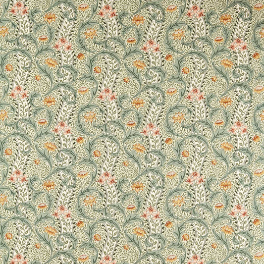 MORRIS & CO Wild Tulip & Vine Fabric Classic Floral Beayleaf,Ochre   - MHTF227378