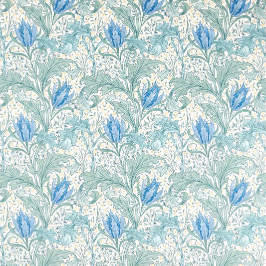 MORRIS & CO Lent Lily Fabric Classic Floral Cornflower Blue   - MHTF227380