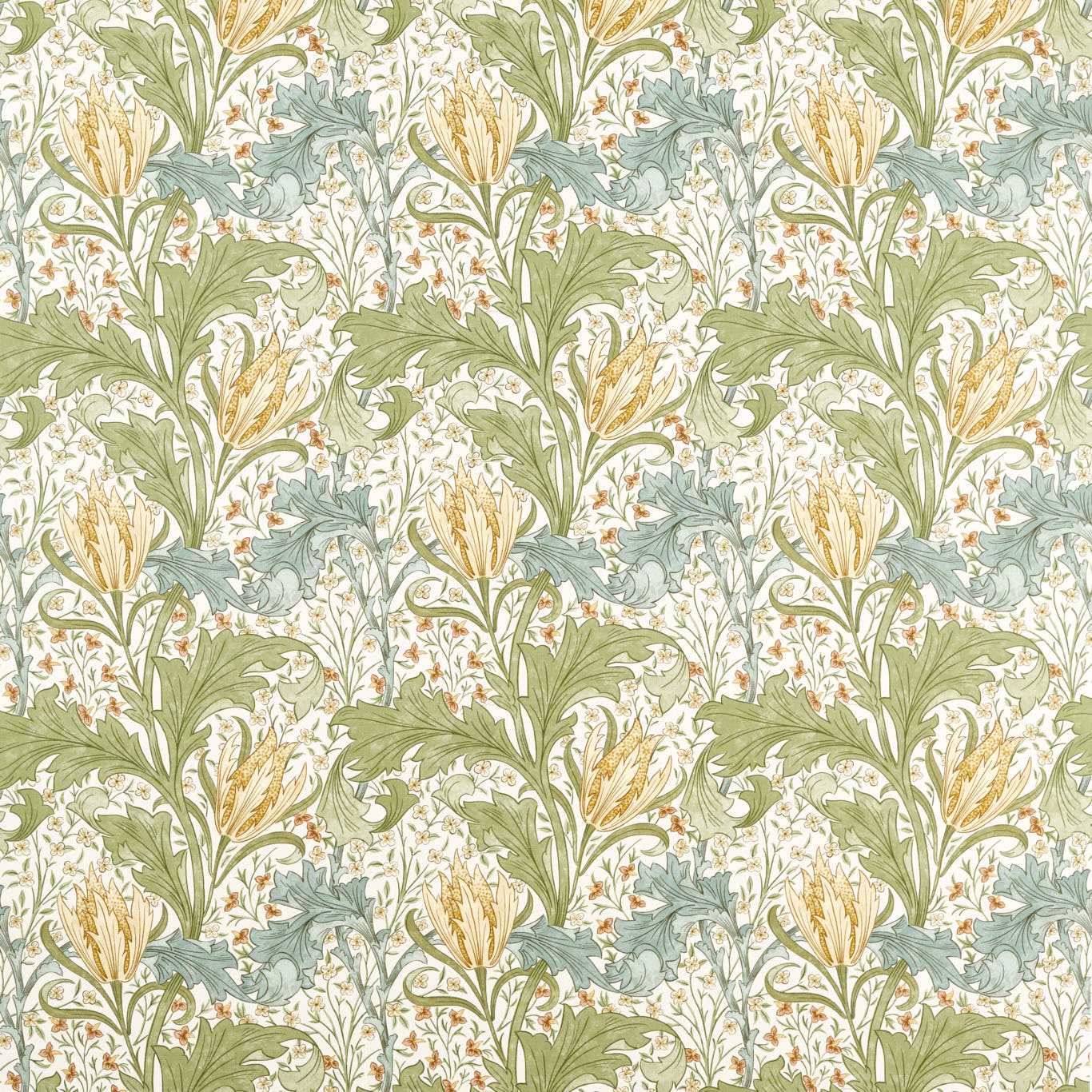 MORRIS & CO Lent Lily Fabric Classic Floral Lemon Balm   - MHTF227381