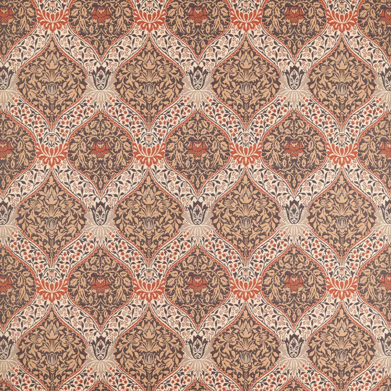MORRIS & CO Norbury Weave Fabric Classic Floral Tobacco,Russet   - MHTF237653