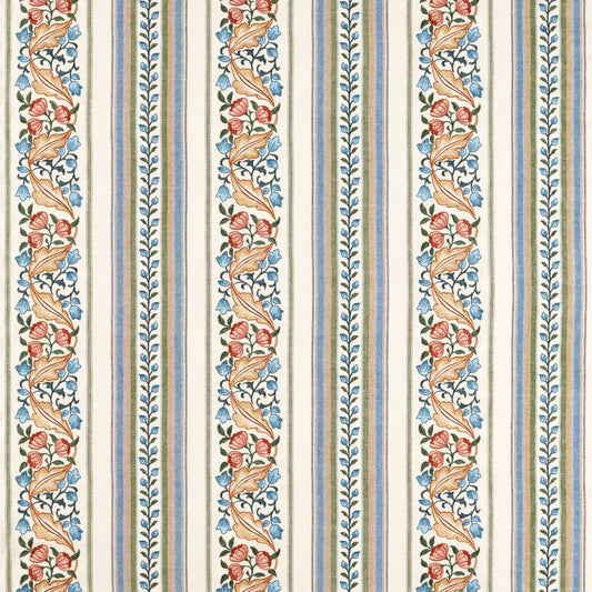 MORRIS & CO Bluebell & Peony Embroidery Fabric Classic Floral Rose,Woad   - MHTF237661