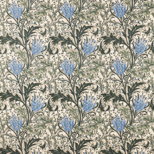 MORRIS & CO Lent Lily Embroidery Fabric Classic Floral Forest,Cornflower Blue   - MHTF237662