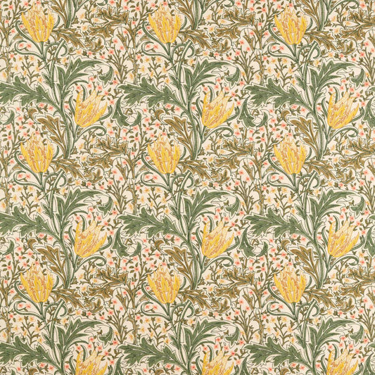 MORRIS & CO Lent Lily Embroidery Fabric Classic Floral Artichoke,Weld   - MHTF237663