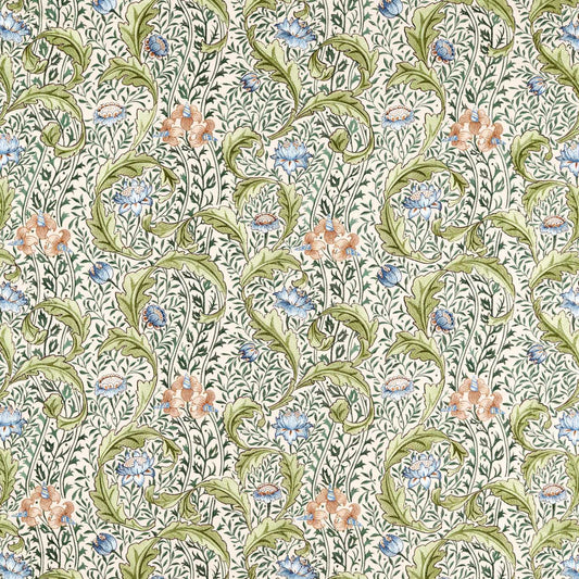 MORRIS & CO Wild Tulip & Vine Embroidery Fabric Classic Floral Nettle , Woad   - MHTF237665