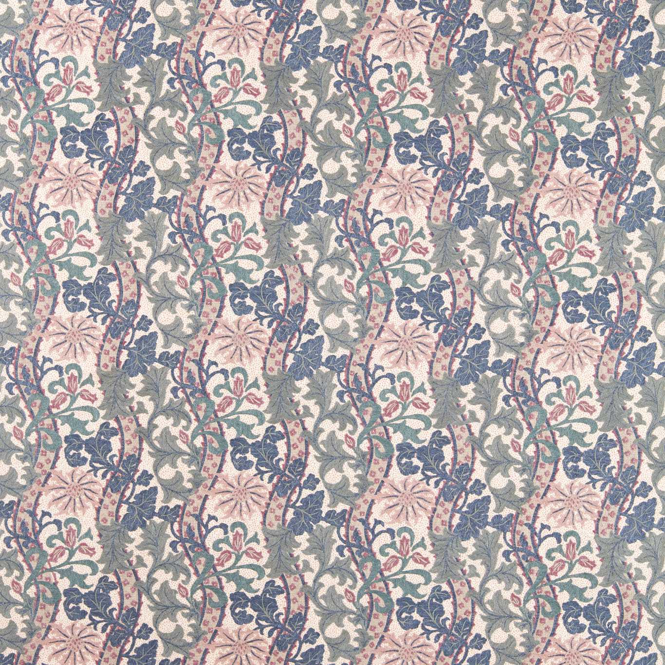 MORRIS & CO Cornflower Embroidery Fabric Classic Floral Indigo,Plum   - MHTF237666