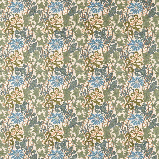 MORRIS & CO Cornflower Embroidery Fabric Classic Floral Woad,Forest   - MHTF237707