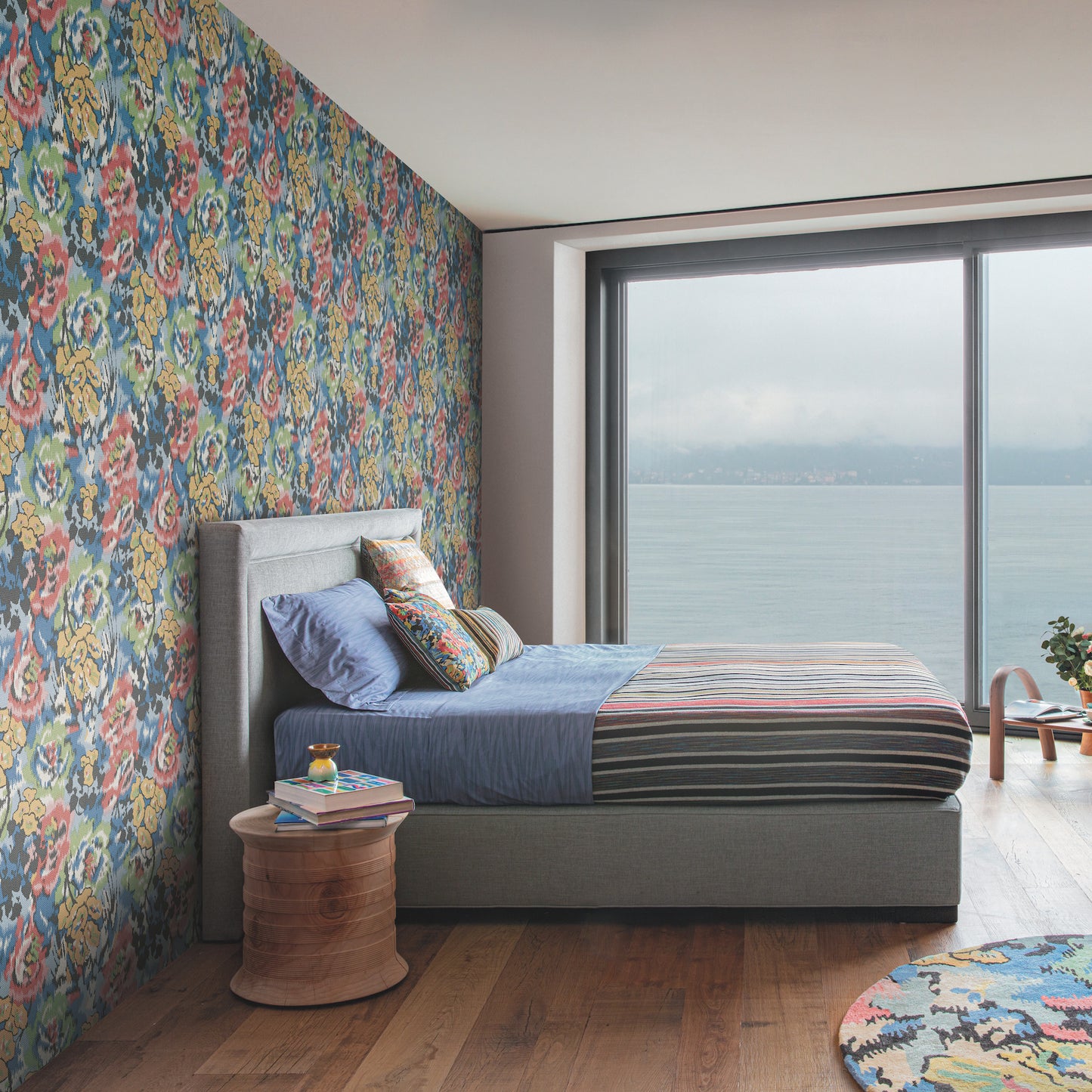 York Wallcoverings Missoni 4 Flower Pot Blue Wallpaper  Florals and Flowers Blues   - MI10300