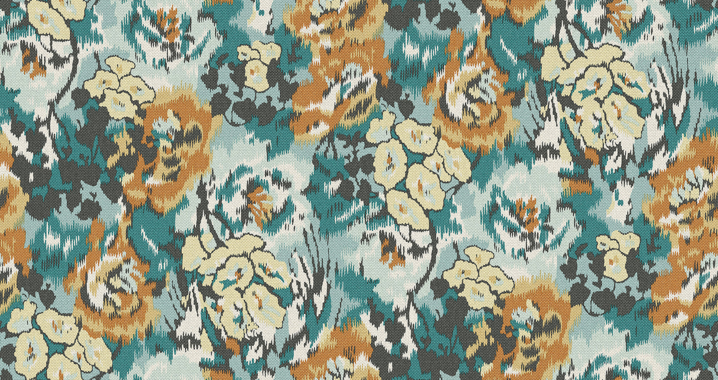 York Wallcoverings Missoni 4 Flower Pot Teal and Orange Wallpaper  Florals and Flowers Multicolor   - MI10301