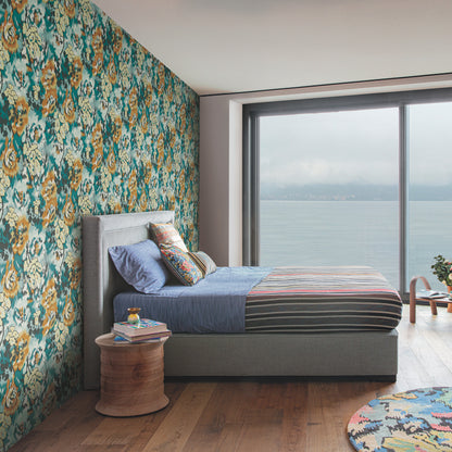 York Wallcoverings Missoni 4 Flower Pot Teal and Orange Wallpaper  Florals and Flowers Multicolor   - MI10301