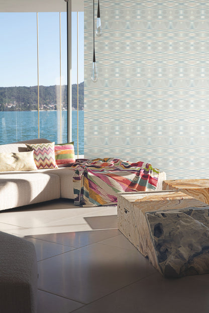 York Wallcoverings Missoni 4 Sunrise Flame Light Blue Wallpaper  Geometrics Blues   - MI10321