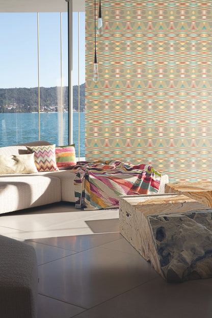 York Wallcoverings Missoni 4 Sunrise Flame Brown Wallpaper  Geometrics Browns   - MI10322