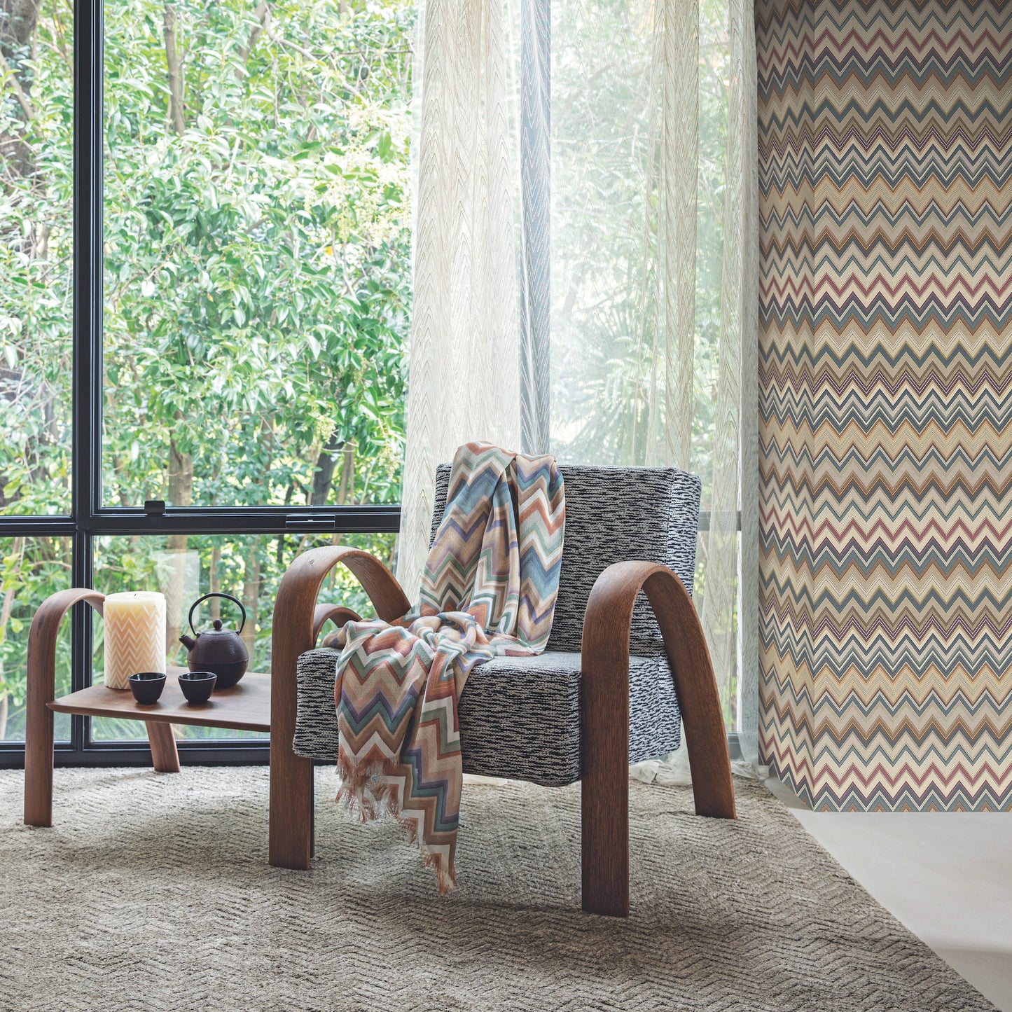 York Wallcoverings Missoni 4 Happy Zigzag Green and Brown Wallpaper  Geometrics Greens   - MI10332