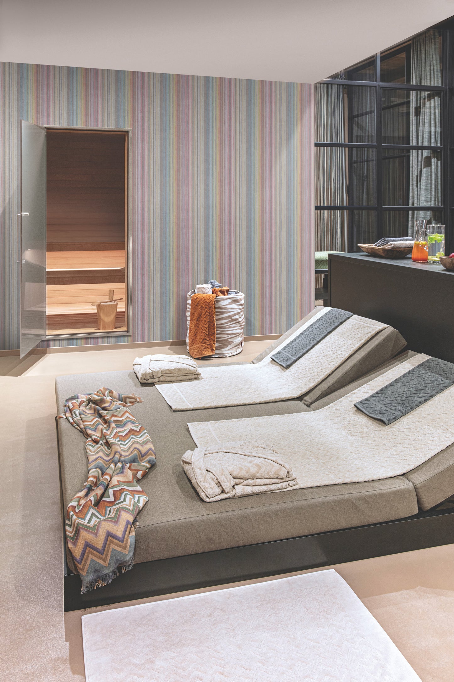 York Wallcoverings Missoni 4 Striped Sunset Glitter Blue Wallpaper  Stripes Blues   - MI10396