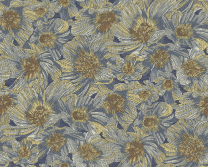 York Wallcoverings Missoni Home 5 Anemoni Blue Wallpaper Traditional Flowers Blues   - MI10501