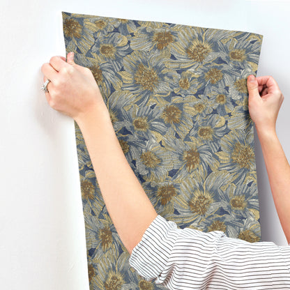 York Wallcoverings Missoni Home 5 Anemoni Blue Wallpaper Traditional Flowers Blues   - MI10501