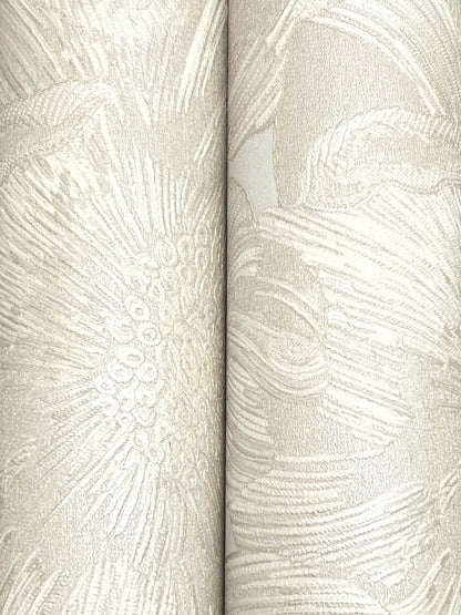 York Wallcoverings Missoni Home 5 Anemoni White Wallpaper Traditional Flowers Whites and Off-Whites   - MI10502