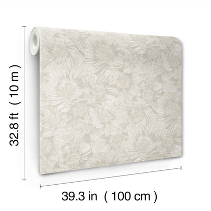 York Wallcoverings Missoni Home 5 Anemoni White Wallpaper Traditional Flowers Whites and Off-Whites   - MI10502