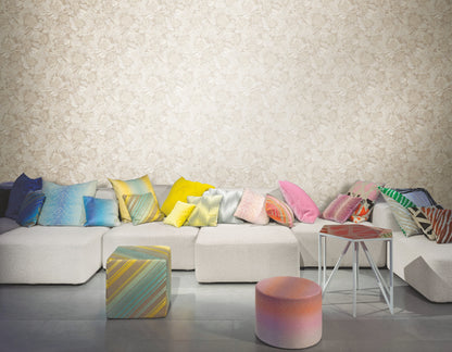 York Wallcoverings Missoni Home 5 Anemoni White Wallpaper Traditional Flowers Whites and Off-Whites   - MI10502