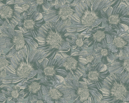 York Wallcoverings Missoni Home 5 Anemoni Teal Wallpaper Traditional Flowers Blues   - MI10504