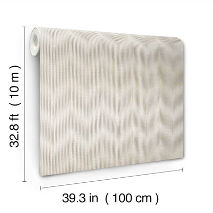 York Wallcoverings Missoni Home 5 Ande Neutral Wallpaper Eclectic Chevron Whites and Off-Whites   - MI10510