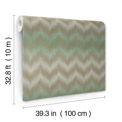 York Wallcoverings Missoni Home 5 Ande Green Wallpaper Eclectic Chevron Greens   - MI10513