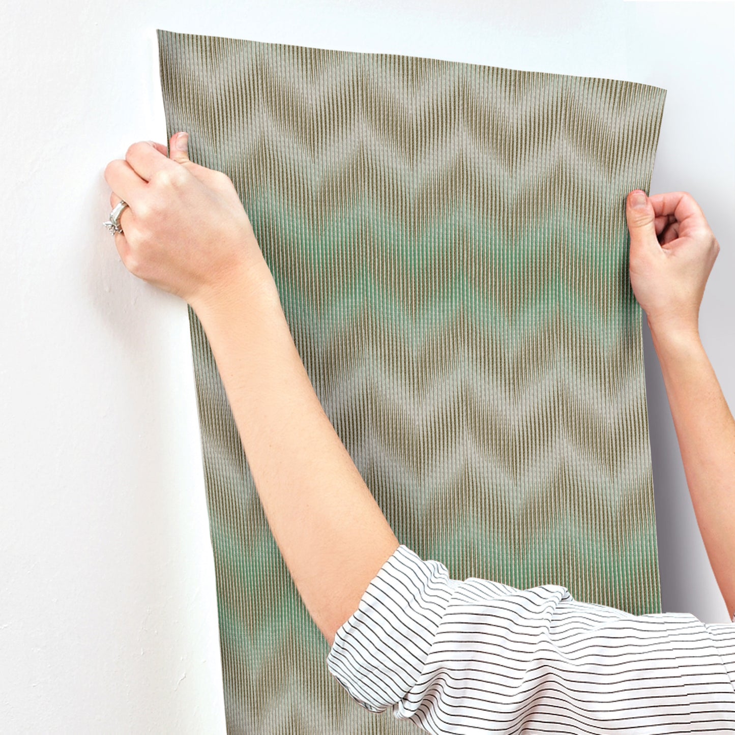 York Wallcoverings Missoni Home 5 Ande Green Wallpaper Eclectic Chevron Greens   - MI10513