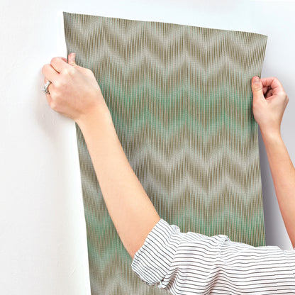 York Wallcoverings Missoni Home 5 Ande Green Wallpaper Eclectic Chevron Greens   - MI10513