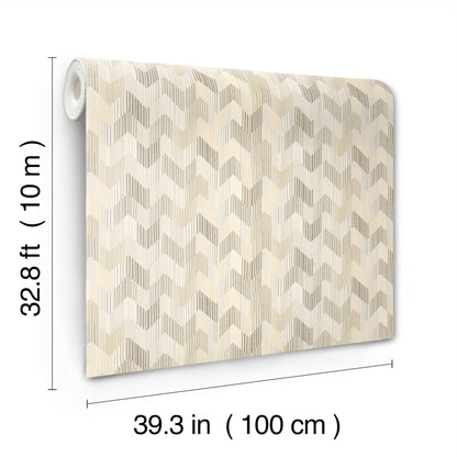 York Wallcoverings Missoni Home 5 Betulle Beige Wallpaper Eclectic Chevron Whites and Off-Whites   - MI10520