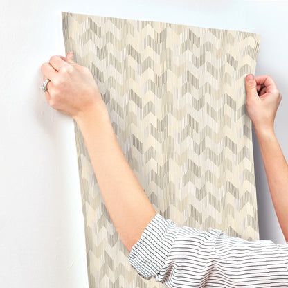 York Wallcoverings Missoni Home 5 Betulle Beige Wallpaper Eclectic Chevron Whites and Off-Whites   - MI10520