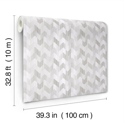 York Wallcoverings Missoni Home 5 Betulle Grey Wallpaper Eclectic Chevron Whites and Off-Whites   - MI10522