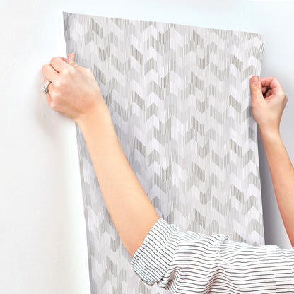 York Wallcoverings Missoni Home 5 Betulle Grey Wallpaper Eclectic Chevron Whites and Off-Whites   - MI10522