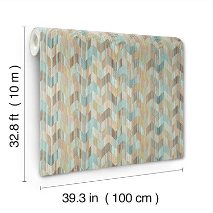 York Wallcoverings Missoni Home 5 Betulle Blue Wallpaper Eclectic Chevron Blues   - MI10523