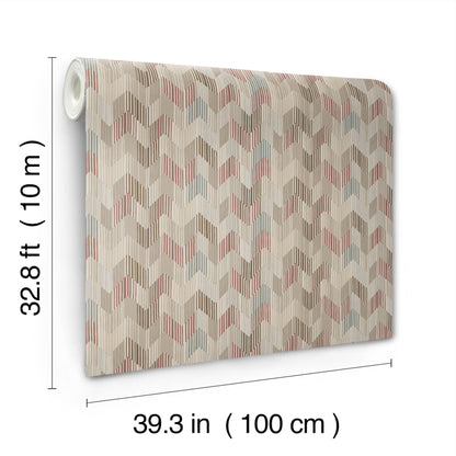 York Wallcoverings Missoni Home 5 Betulle Multicolor Wallpaper Eclectic Chevron Pinks   - MI10524