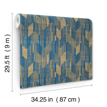 York Wallcoverings Missoni Home 5 Birch Blue Wallpaper Glam Grasscloth Blues   - MI10527