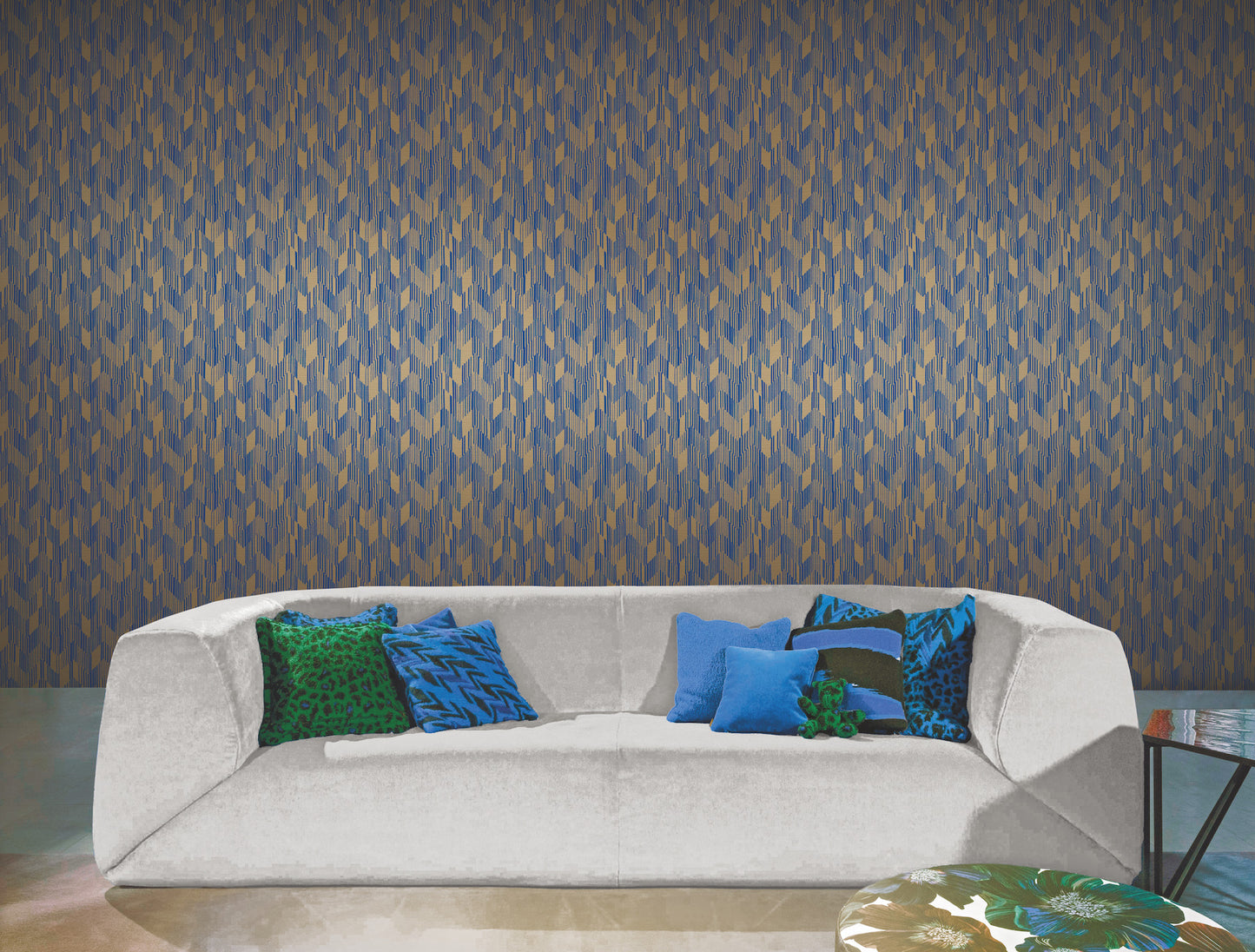 York Wallcoverings Missoni Home 5 Birch Blue Wallpaper Glam Grasscloth Blues   - MI10527