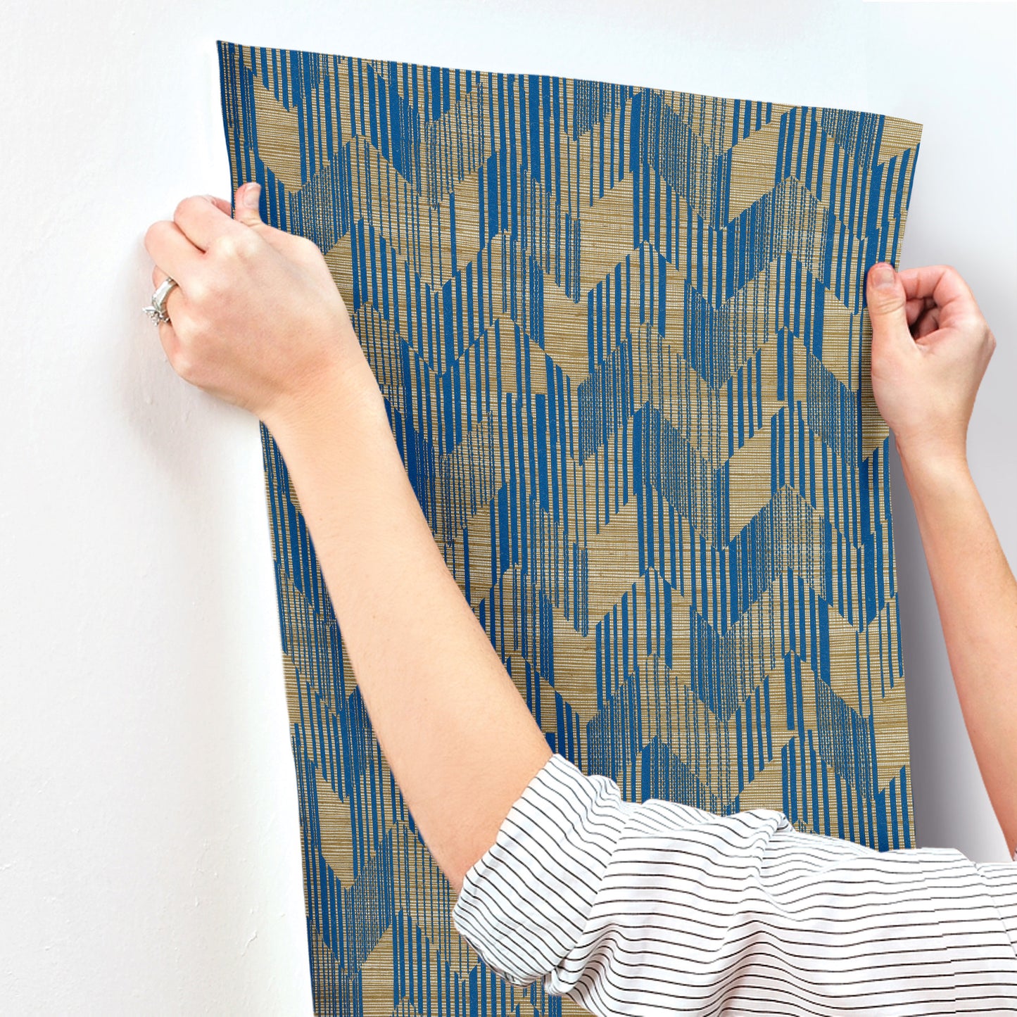 York Wallcoverings Missoni Home 5 Birch Blue Wallpaper Glam Grasscloth Blues   - MI10527