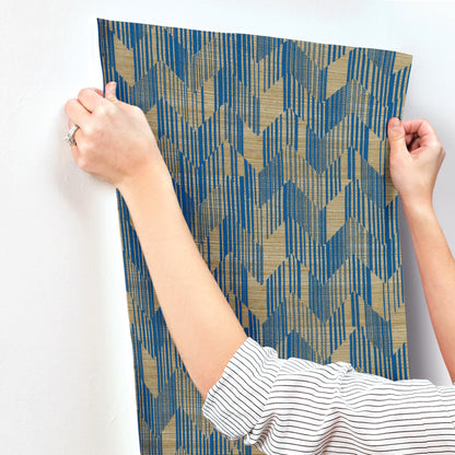 York Wallcoverings Missoni Home 5 Birch Blue Wallpaper Glam Grasscloth Blues   - MI10527