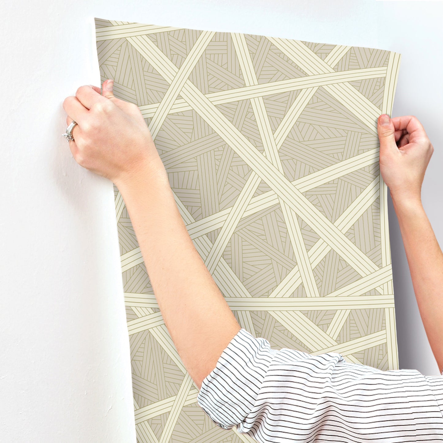 York Wallcoverings Missoni Home 5 Nastri Warm Neutral Wallpaper Modern Geometrics Beiges   - MI10561