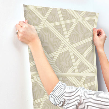 York Wallcoverings Missoni Home 5 Nastri Warm Neutral Wallpaper Modern Geometrics Beiges   - MI10561