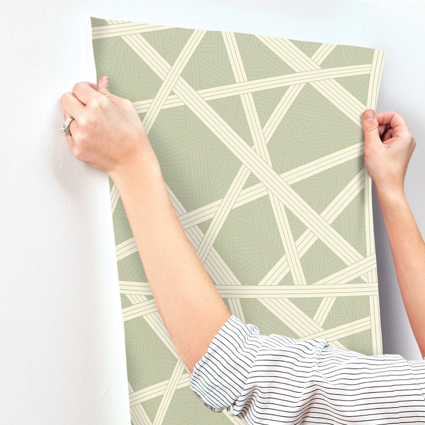 York Wallcoverings Missoni Home 5 Nastri Green Wallpaper Modern Geometrics Greens   - MI10563