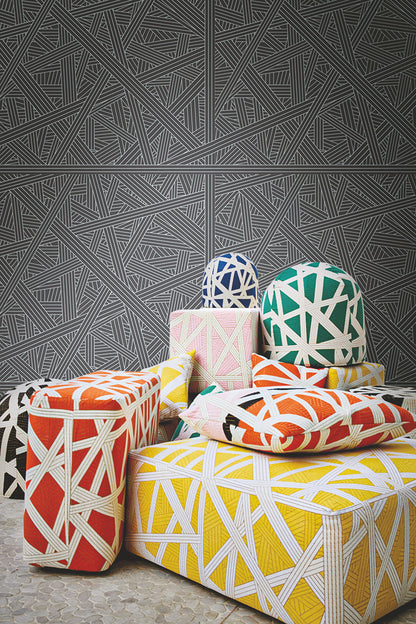 York Wallcoverings Missoni Home 5 Nastri Black Wallpaper Modern Geometrics Blacks   - MI10564