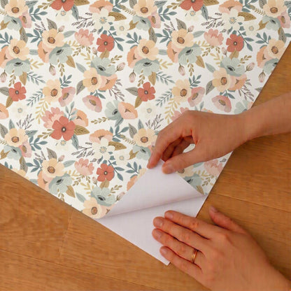 VEER DECOR Mia Charro Collection Forna Floral White Peel & Stick Wallpaper Transitional White   - MIAPS2-01