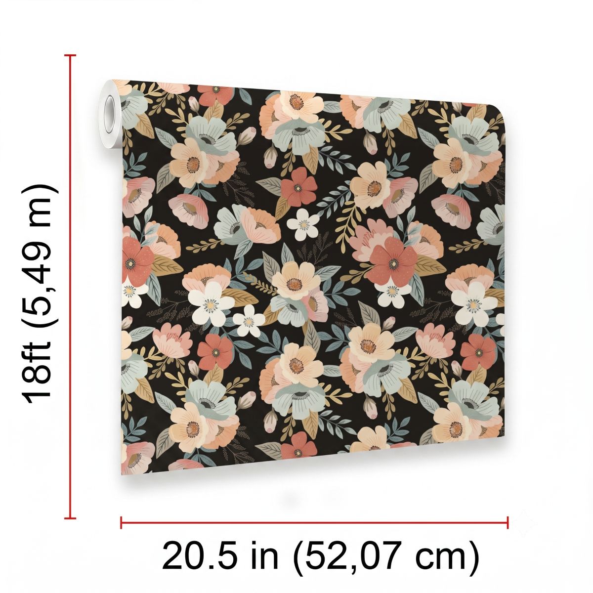 VEER DECOR Mia Charro Collection Forna Floral Black Peel & Stick Wallpaper Transitional Black   - MIAPS2-02