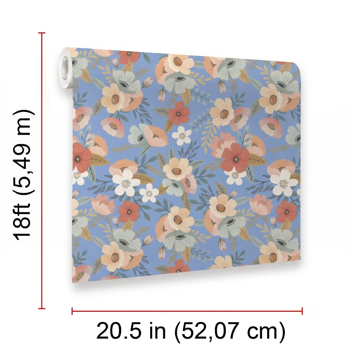 VEER DECOR Mia Charro Collection Forna Floral Blue Peel & Stick Wallpaper Transitional Blue   - MIAPS2-03