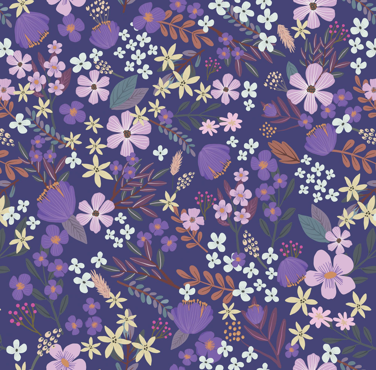 VEER DECOR Mia Charro Collection Margarida Floral Purple Peel & Stick Wallpaper Transitional Purple   - MIAPS3-01