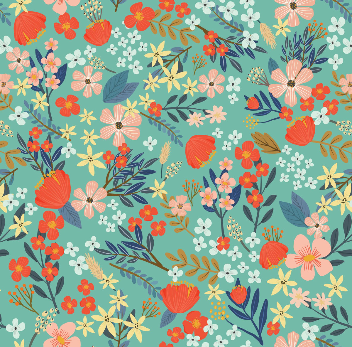VEER DECOR Mia Charro Collection Margarida Floral Green Peel & Stick Wallpaper Transitional Green   - MIAPS3-02