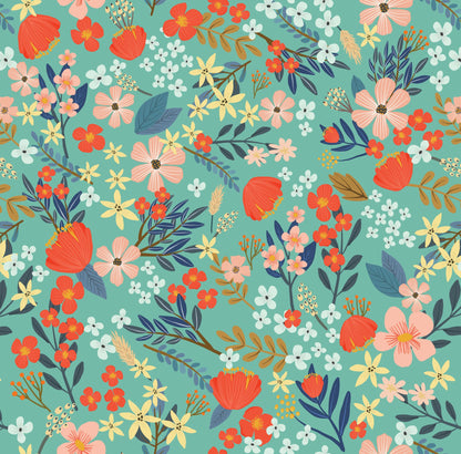 VEER DECOR Mia Charro Collection Margarida Floral Green Peel & Stick Wallpaper Transitional Green   - MIAPS3-02