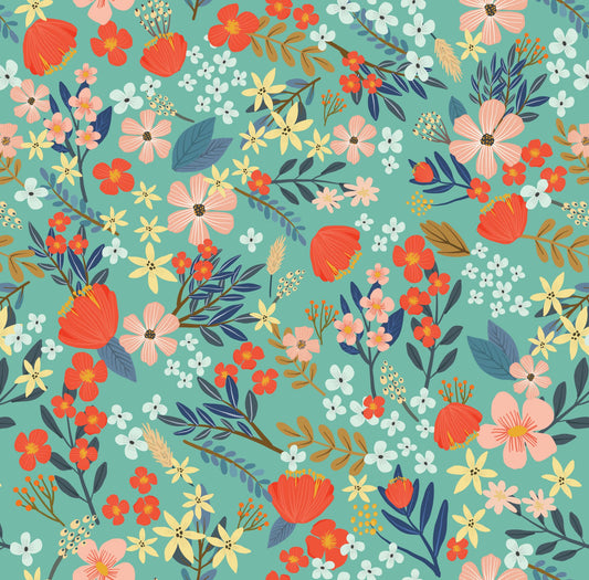 VEER DECOR Mia Charro Collection Margarida Floral Green Peel & Stick Wallpaper Transitional Green   - MIAPS3-02